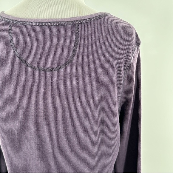 Eddie Bauer womens top size L purple waffle knit cozy henley base layer gorpcore - Picture 6 of 10